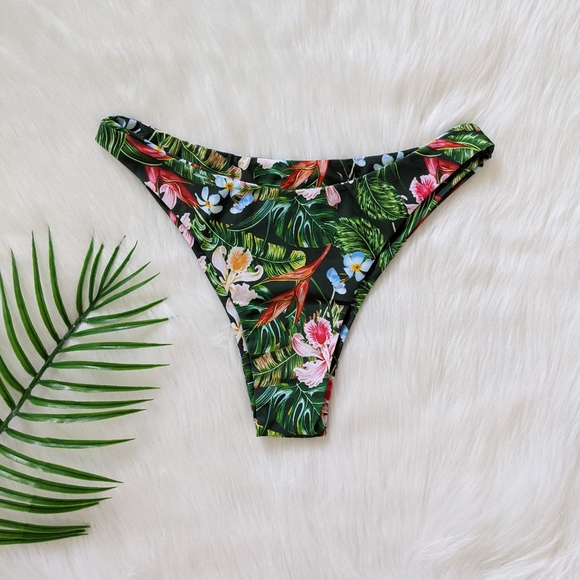 Other - Tropical floral print high leg bikini bottom